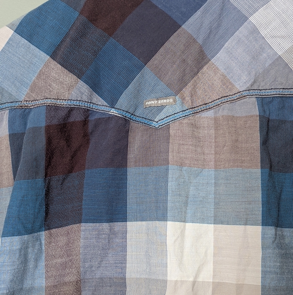 Point Zero‎ Gold Edition Men's Multicolor Plaid Button-Down Short Sleeve Shirt - Picture 9 of 9